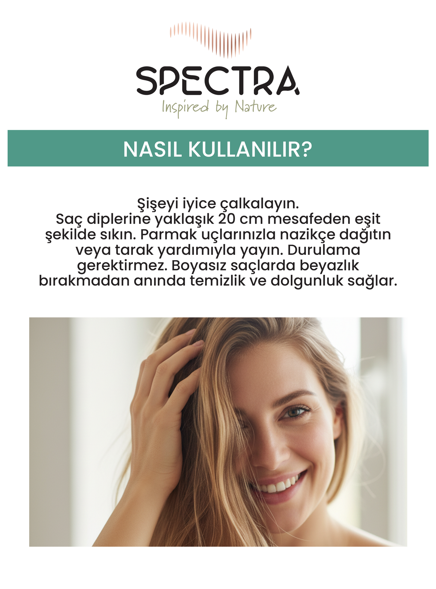 Spectra Care Boyasız Saçlar İçin Beyazlık Bırakmayan Hacim Veren Kuru Şampuan