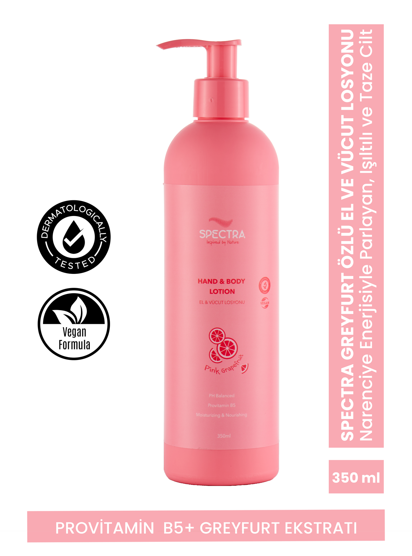Pembe Greyfurt Kokulu Hızlı Emilen Nemlendirici El ve Vücut Losyonu - 350 ML