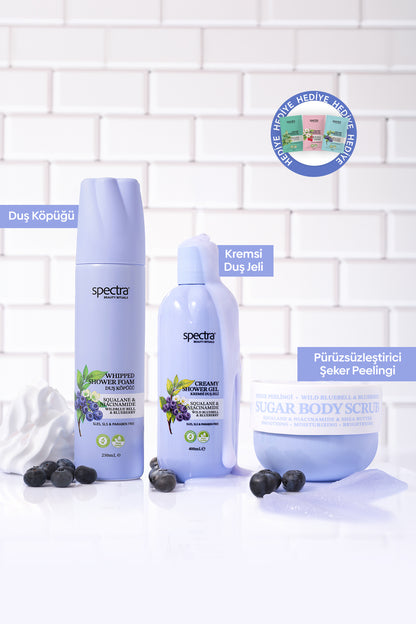 Blueberry&Wild Bluebell 3'lü Bakım Seti - Duş Köpüğü & Duş Jeli & Şeker Peelingi