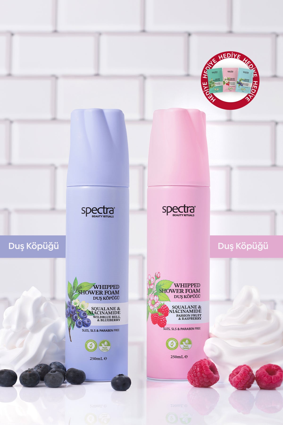 2'li Vegan Whipped Duş Köpüğü Seti -Blueberry&Raspberry-2x250 ML