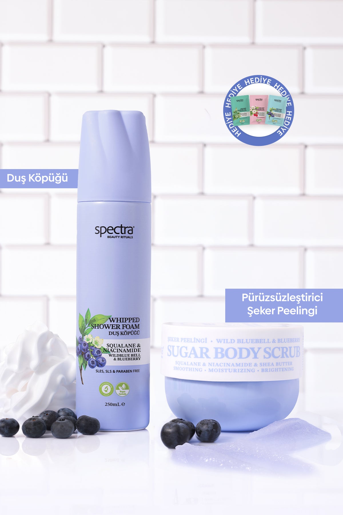 Blueberry&Wild Bluebell 2'li Bakım Seti - Duş Köpüğü & Şeker Peelingi