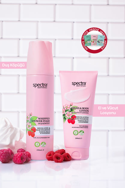 Raspberry&Passion Fruit 2'li Vegan Bakım Seti - Kremsi Duş Köpüğü & El ve Vücut Losyonu