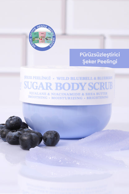 Pürüzsüzleştirici ve Nemlendirici Vegan Şeker Peelingi (Scrub) -Blueberry&Wild Bluebell- 330 gr