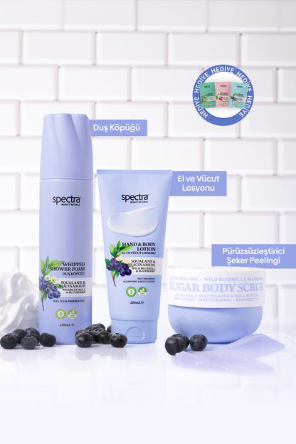Blueberry&Wild Bluebell 3'lü Bakım Seti - Duş Köpüğü & Şeker Peelingi & Vücut Losyonu
