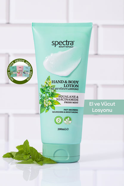 Nemlendirici ve Canlandırıcı Hızlı Emilen Vegan El ve Vücut Losyonu -Fresh Mint- 200 ML