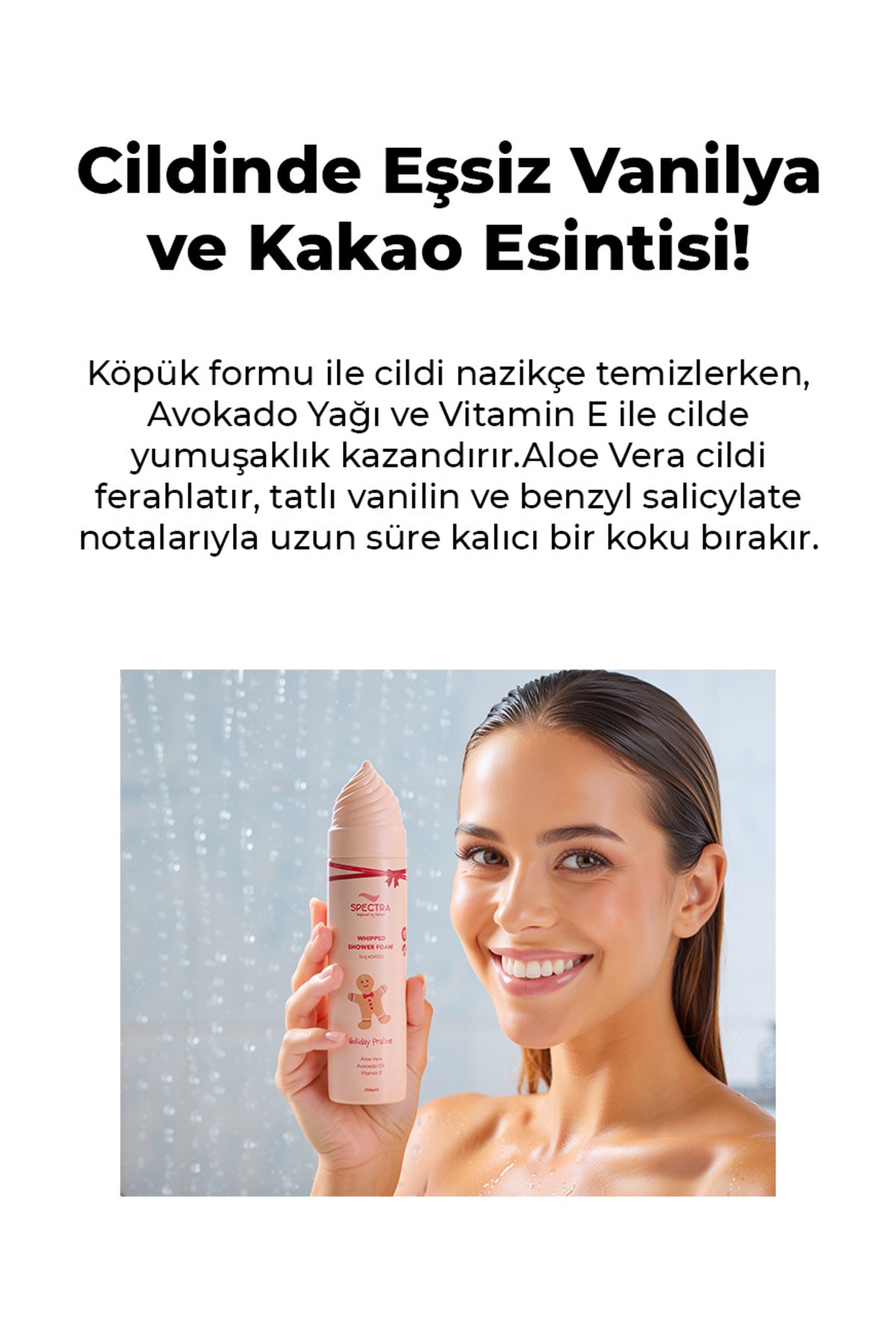 Spectra Christmas Holiday Praline Whipped Duş Köpüğü - Tatlımsı ve Kremsi Koku (SLES & SLS, PARABEN FREE) - 250 ML