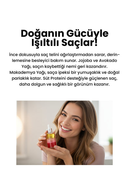 3 Fazlı Ağırlık Yapmayan Saç Kokteyl Serumu - Avakado & Jojoba & Makademya Yağı (Tropikal Koku) - 100 ML