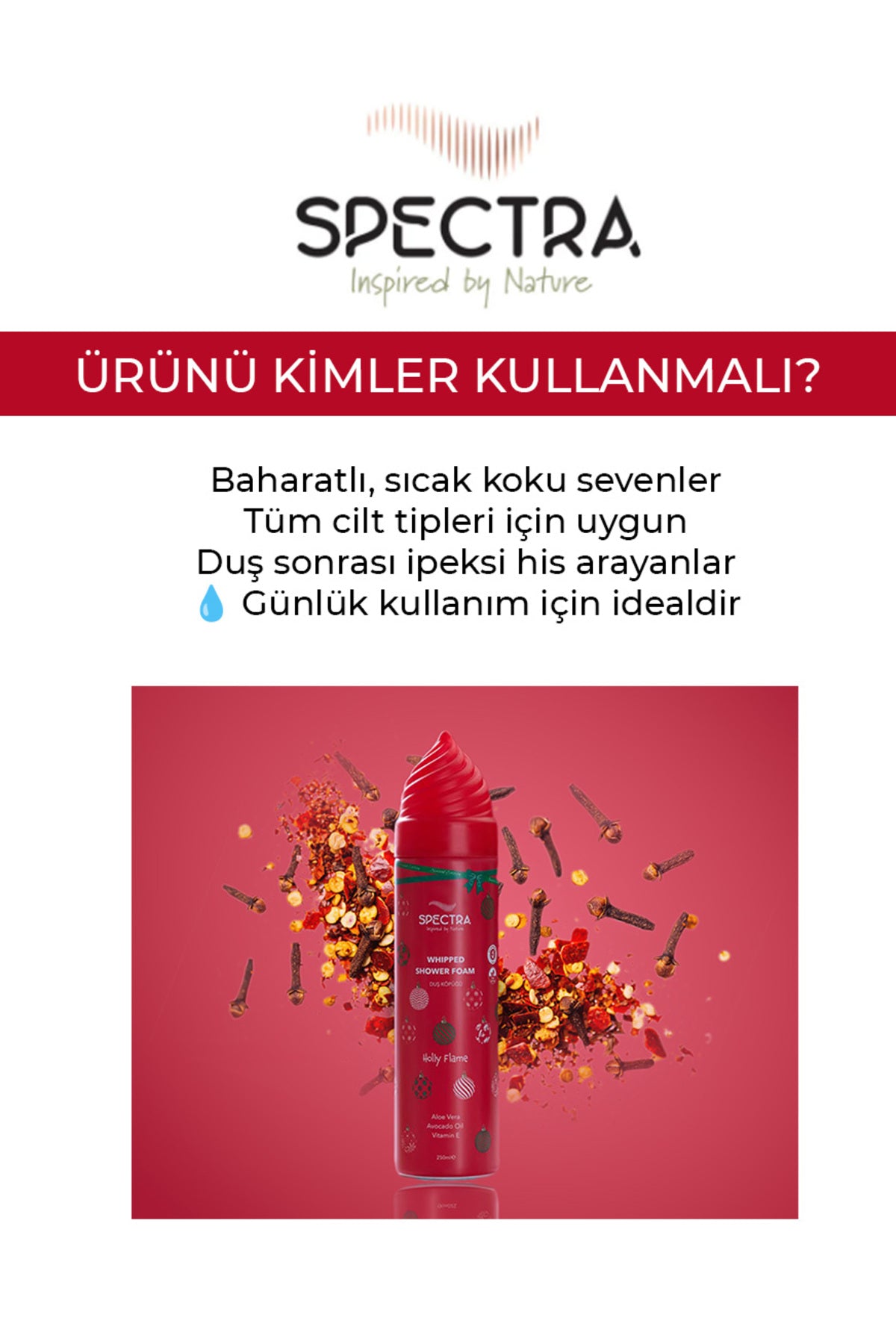 Christmas Holly Whipped Duş Köpüğü-Baharatlı&Odunsu Koku(SLES & SLS, PARABEN FREE)-250 ML