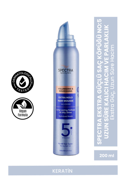 Ekstra Güçlü Keratin Saç Köpüğü No:5 – Uzun Süre Kalıcı Hacim ve Parlaklık -200 ML