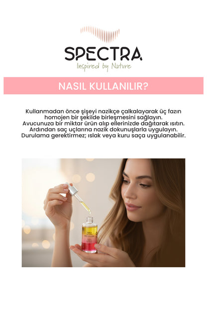 3 Fazlı Ağırlık Yapmayan Saç Kokteyl Serumu - Avakado & Jojoba & Makademya Yağı (Tropikal Koku) - 100 ML