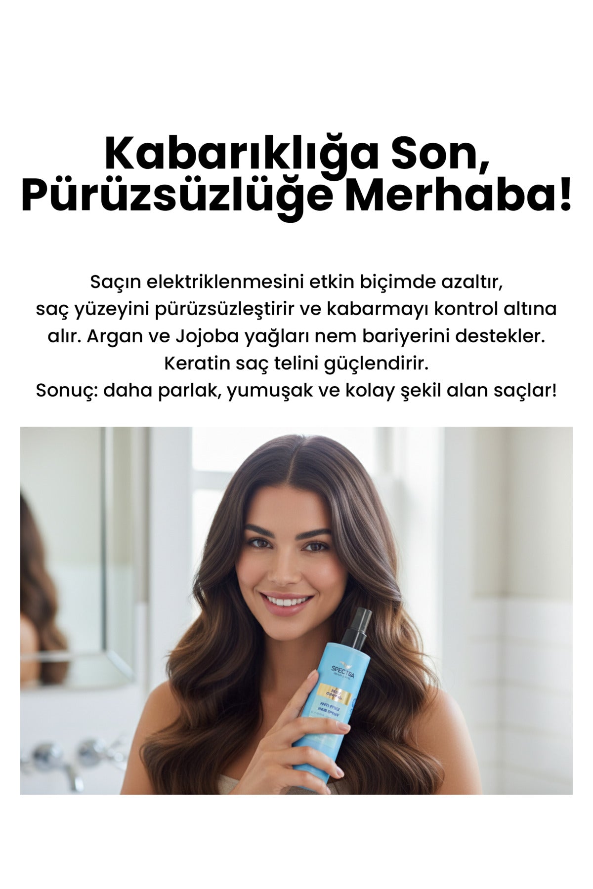 Elektriklenme Karşıtı (Argan Yağı + Jojoba Yağı + Keratin ) Saç Spreyi - 200 ML