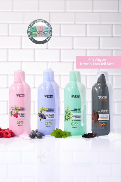 4'lü Vegan Duş Jeli Seti -Blueberry & Raspberry & MEN & Mint 4 x 400ml