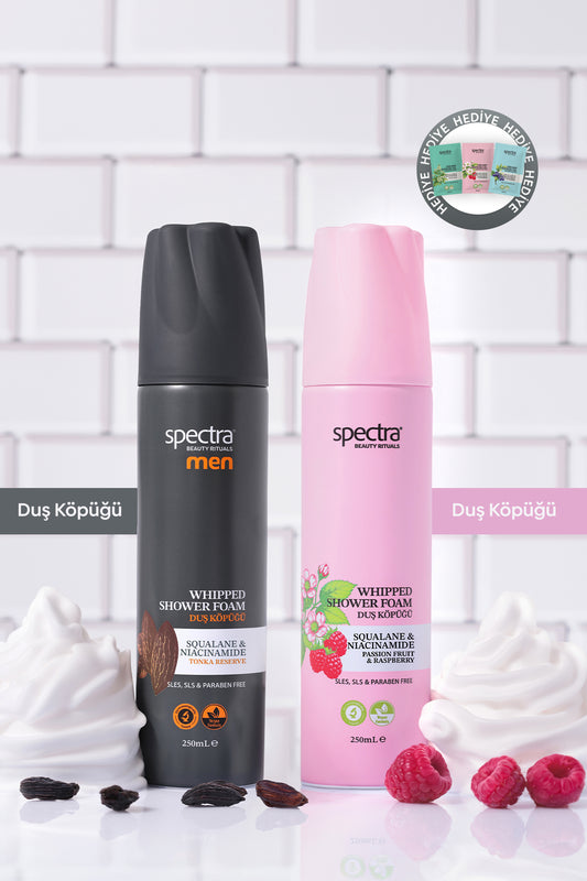 2'li Nemlendirici ve Arındırıcı Vegan Whipped Duş Köpüğü Seti -Raspberry & MEN- 2 x 250 ML
