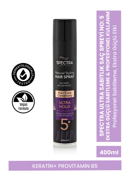 Spectra Care Ekstra Güçlü Tutuş Keratinli & B5 Vitaminli Saç Spreyi No: 5 - 400 ML