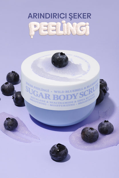 Pürüzsüzleştirici ve Nemlendirici Vegan Şeker Peelingi (Scrub) -Blueberry&Wild Bluebell- 330 gr