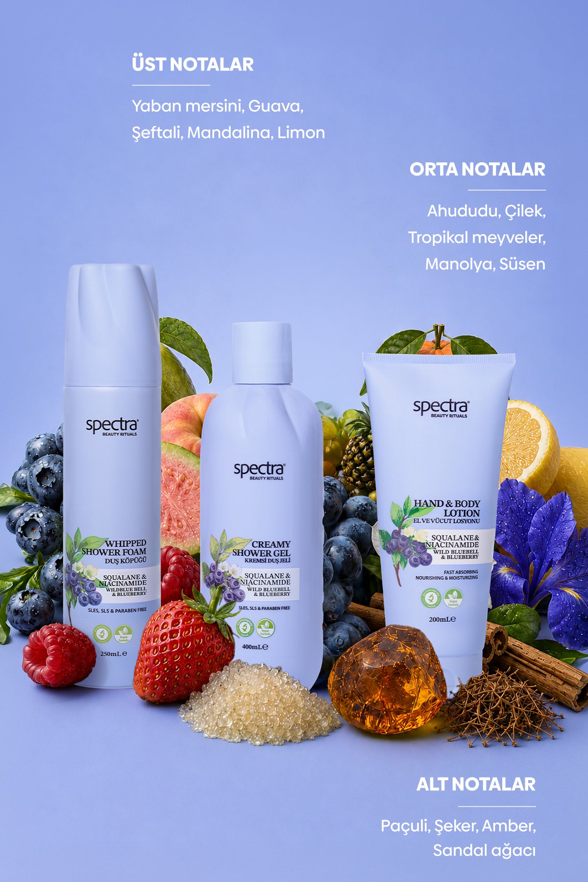 Blueberry&Wild Bluebell 3'lü Bakım Seti - Duş Köpüğü & Duş Jeli & Vücut Losyonu