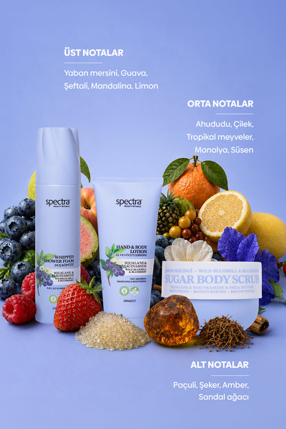 Blueberry&Wild Bluebell 3'lü Bakım Seti - Duş Köpüğü & Şeker Peelingi & Vücut Losyonu