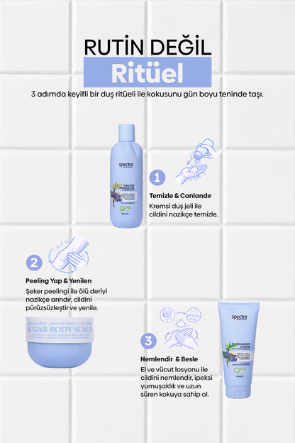 Blueberry&Wild Bluebell 3'lü Bakım Seti - Kremsi Duş Jeli & Şeker Peelingi & Vücut Losyonu