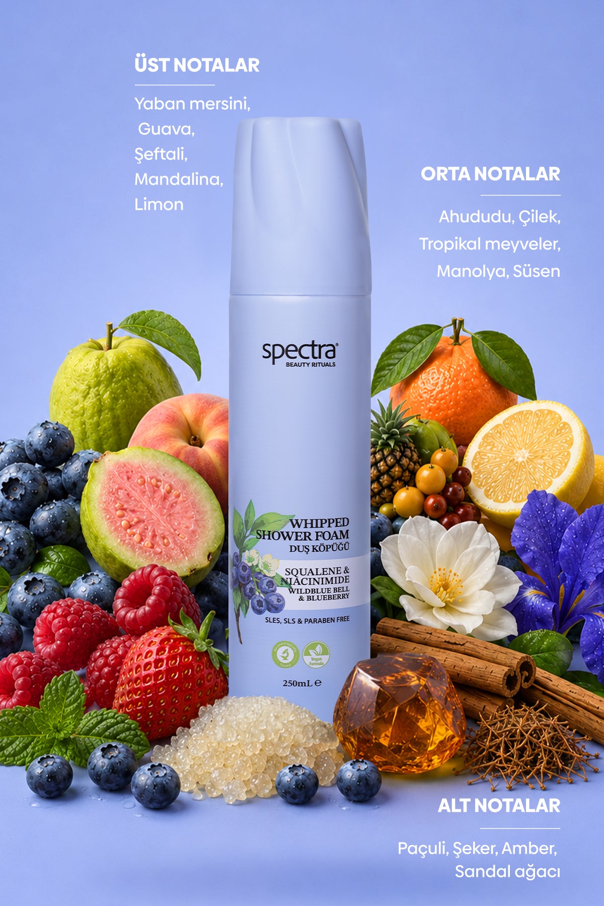 3'lü Vegan Whipped Duş Köpüğü Seti -Blueberry & Raspberry & MEN- 3 x 250 ML
