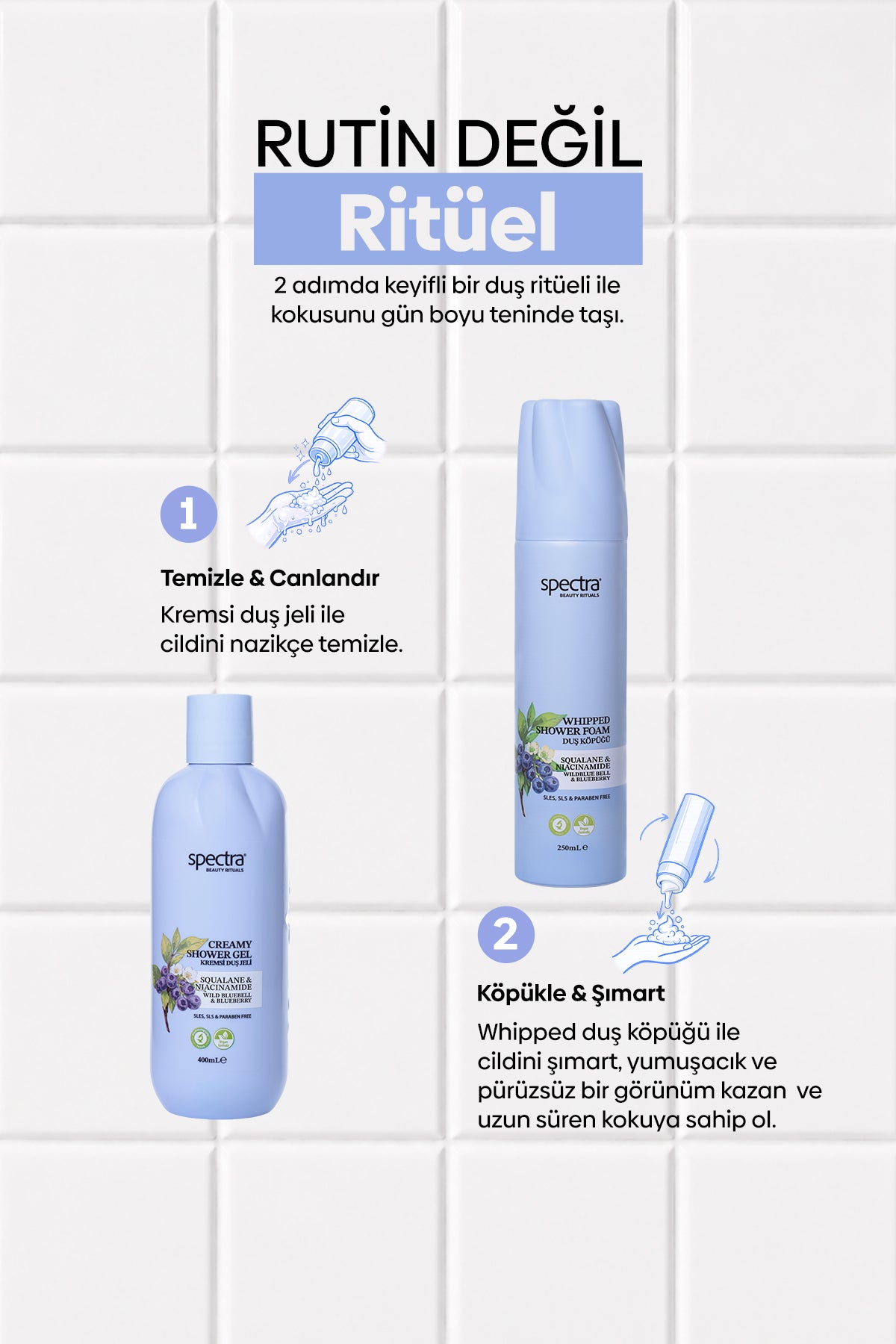 Blueberry&Wild Bluebell 2'li Vegan Bakım Seti - Duş Köpüğü & Kremsi Duş Jeli