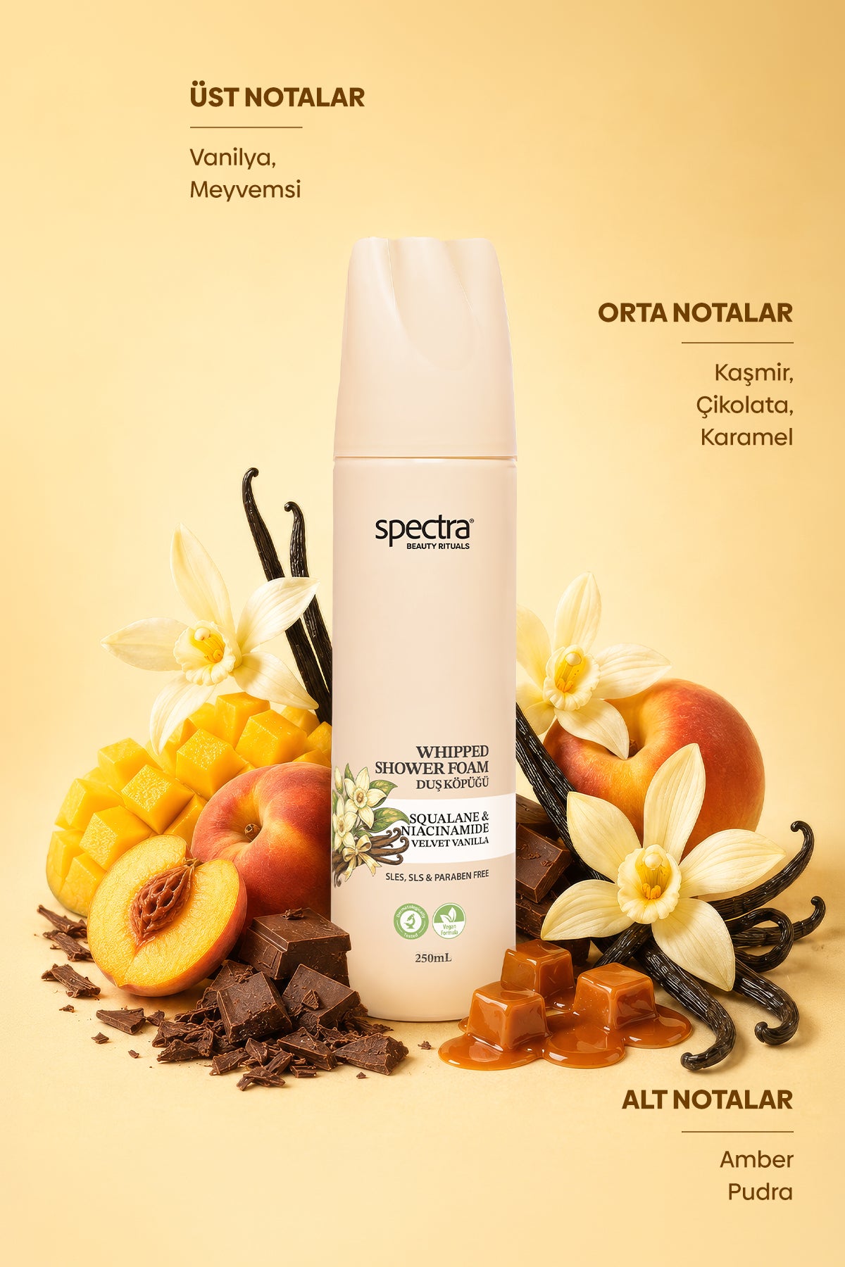 Vegan Whipped Duş Köpüğü - Velvet Vanilla - 250 ML (SLES,SLS,PARABEN FREE )