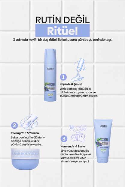 Blueberry&Wild Bluebell 3'lü Bakım Seti - Duş Köpüğü & Şeker Peelingi & Vücut Losyonu