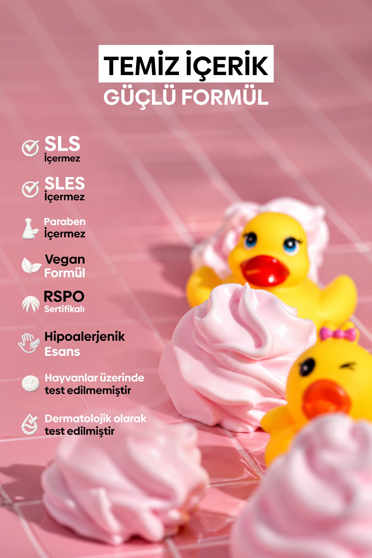 Kids Nemlendirici ve Arındırıcı Vegan Whipped Duş Köpüğü - Strawberry Milkshake - 250 ML
