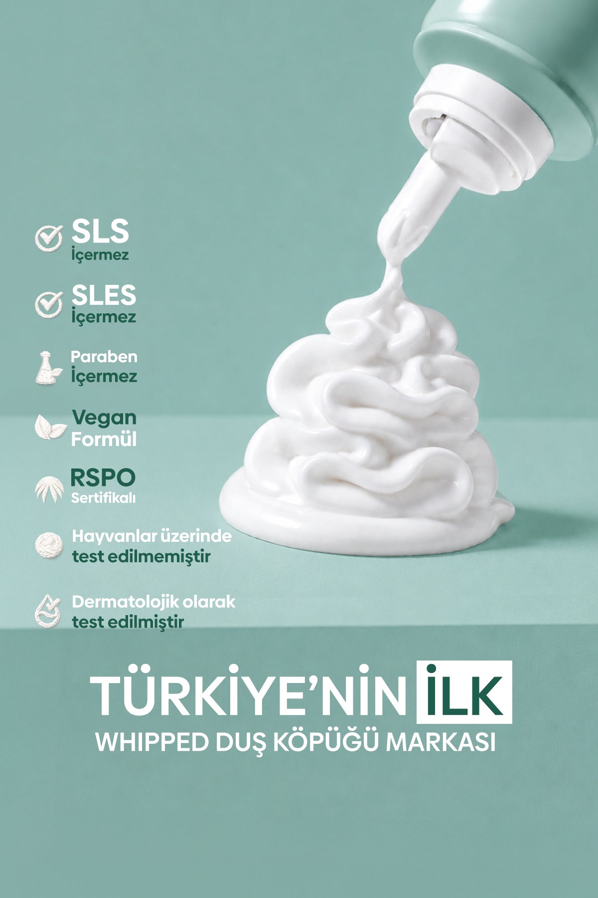 Nemlendirici ve Arındırıcı Vegan Whipped Duş Köpüğü - Fresh Mint - 250 ML