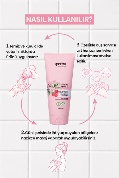 Nemlendirici ve Canlandırıcı Vegan El ve Vücut Losyonu -Raspberry&Passion Fruit- 200 ML