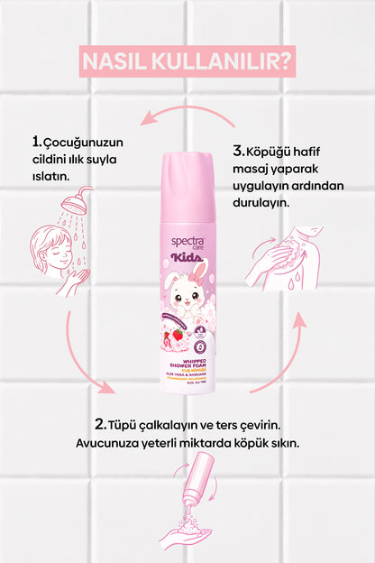 Kids Nemlendirici ve Arındırıcı Vegan Whipped Duş Köpüğü - Strawberry Milkshake - 250 ML