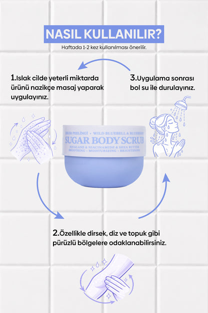 Pürüzsüzleştirici ve Nemlendirici Vegan Şeker Peelingi (Scrub) -Blueberry&Wild Bluebell- 330 gr