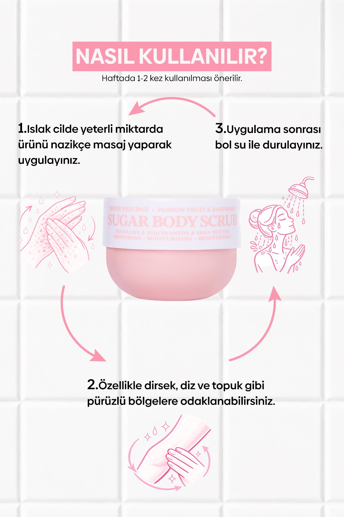 Pürüzsüzleştirici ve Nemlendirici Vegan Şeker Peelingi (Scrub) -Raspberry&Passion Fruit- 330 gr