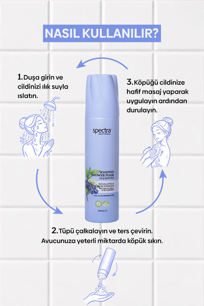 Nemlendirici ve Arındırıcı Vegan Whipped Duş Köpüğü -  Blueberry&Wild Bluebell - 250 ML