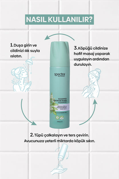 Nemlendirici ve Arındırıcı Vegan Whipped Duş Köpüğü - Fresh Mint - 250 ML