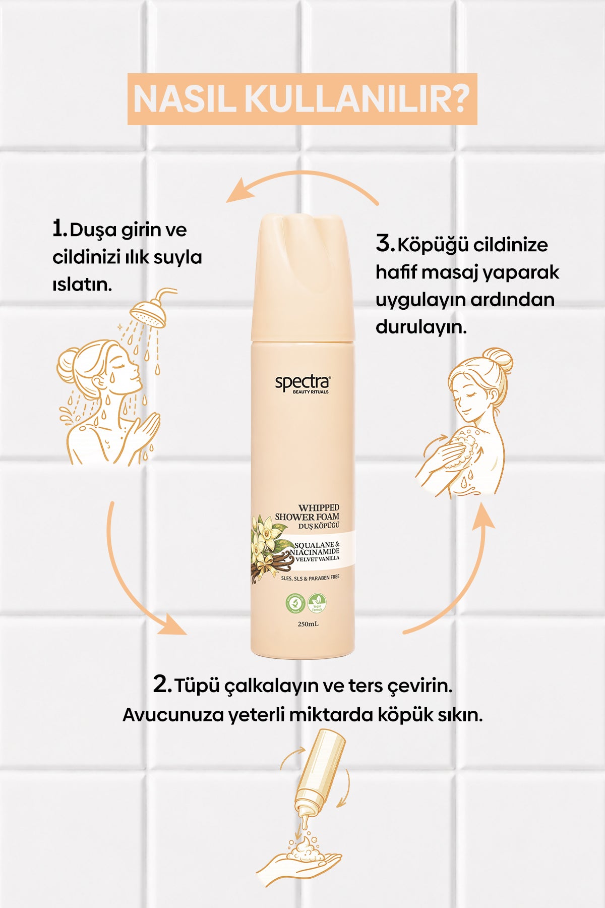 Vegan Whipped Duş Köpüğü - Velvet Vanilla - 250 ML (SLES,SLS,PARABEN FREE )