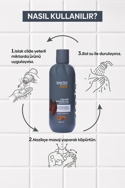 Men Nemlendirici Kremsi Vegan Duş Jeli- SLES & SLS & Paraben içermez  - 400 ML