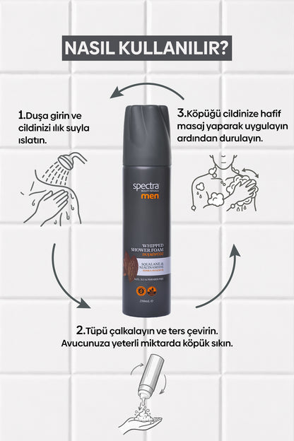 MEN Nemlendirici ve Arındırıcı Vegan Whipped Duş Köpüğü -SLES&SLS&Paraben içermez- 250 ML