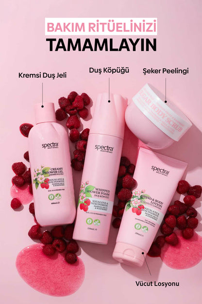 Pürüzsüzleştirici ve Nemlendirici Vegan Şeker Peelingi (Scrub) -Raspberry&Passion Fruit- 330 gr