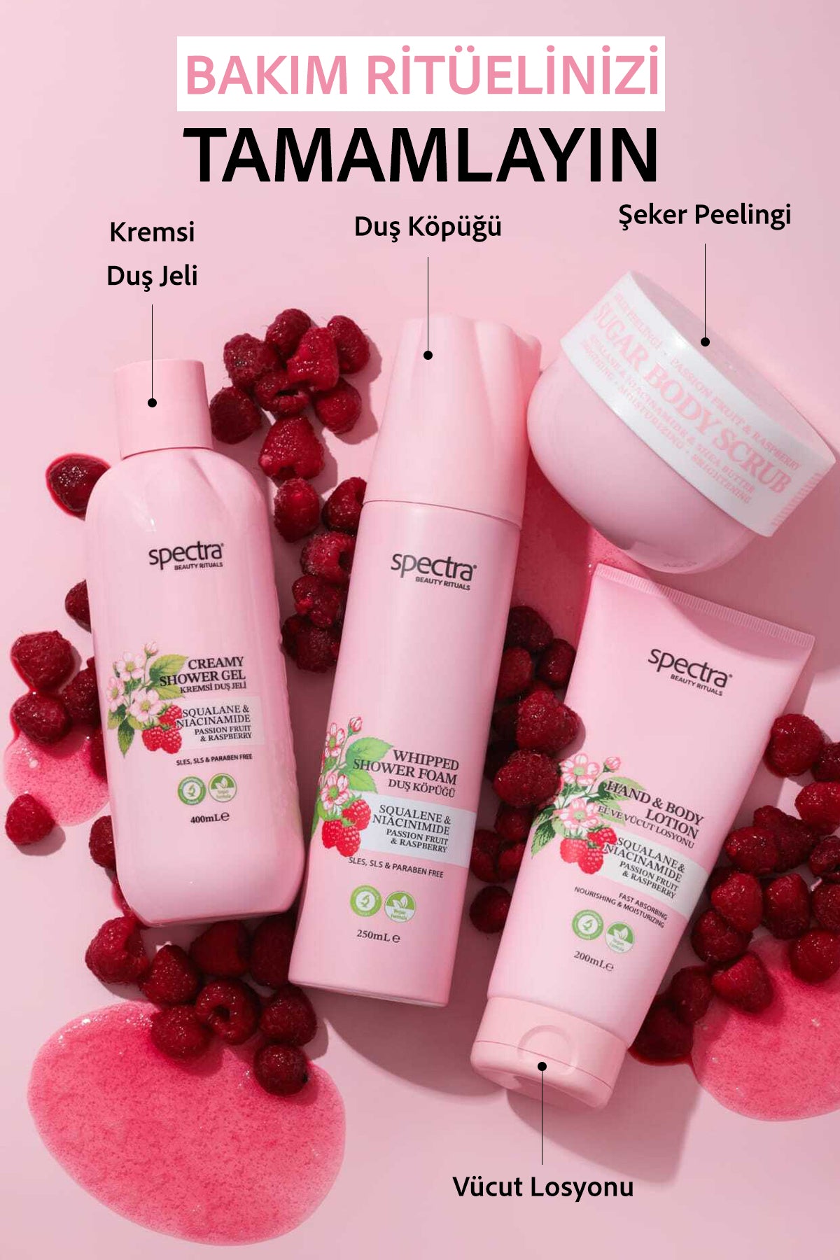 Nemlendirici ve Canlandırıcı Vegan El ve Vücut Losyonu -Raspberry&Passion Fruit- 200 ML