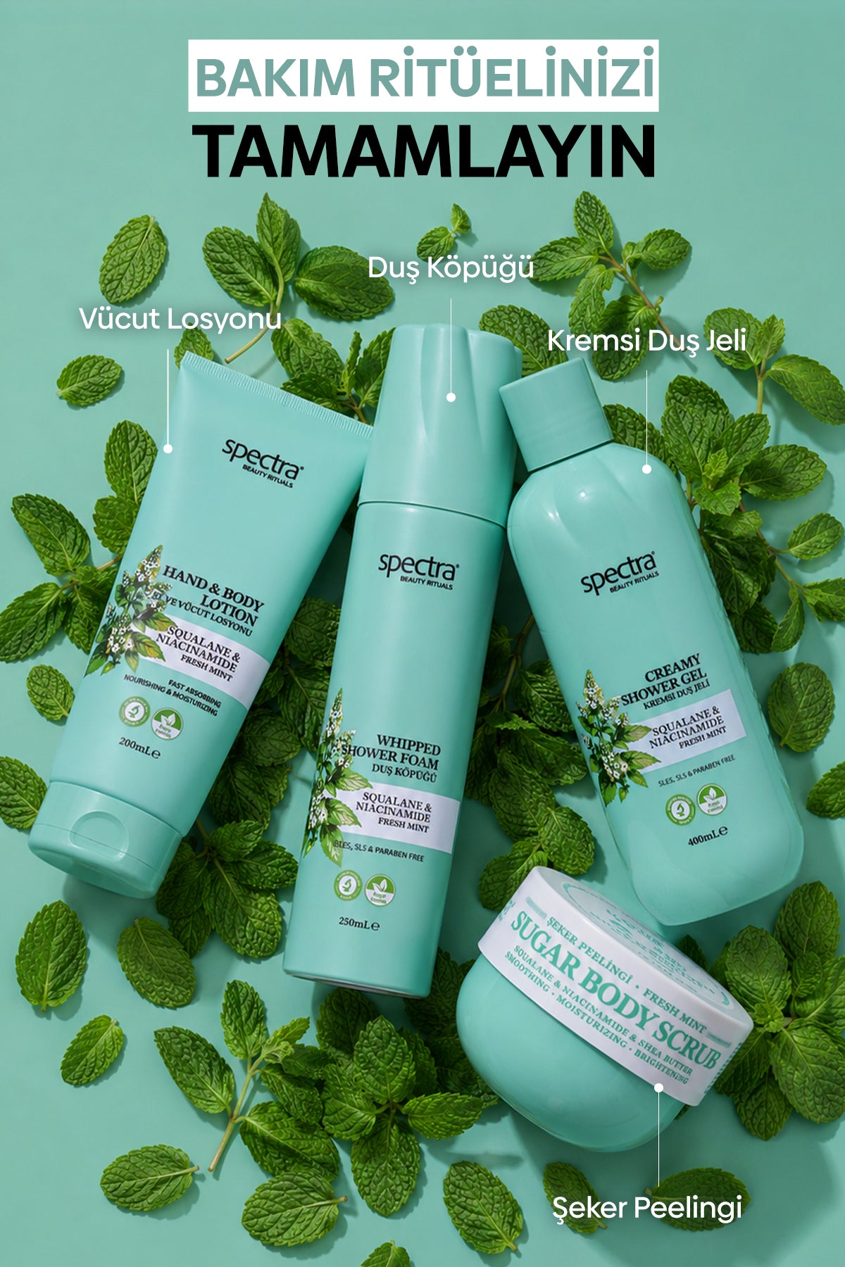 Nemlendirici ve Arındırıcı Vegan Whipped Duş Köpüğü - Fresh Mint - 250 ML