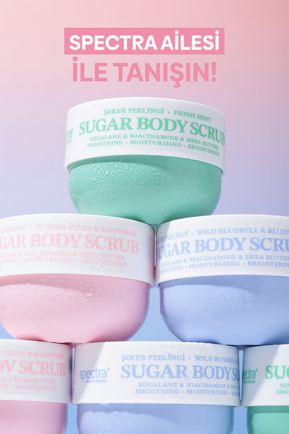 Pürüzsüzleştirici ve Nemlendirici Vegan Şeker Peelingi (Scrub) -Raspberry&Passion Fruit- 330 gr