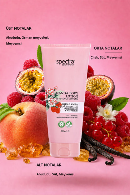 Nemlendirici ve Canlandırıcı Vegan El ve Vücut Losyonu -Raspberry&Passion Fruit- 200 ML
