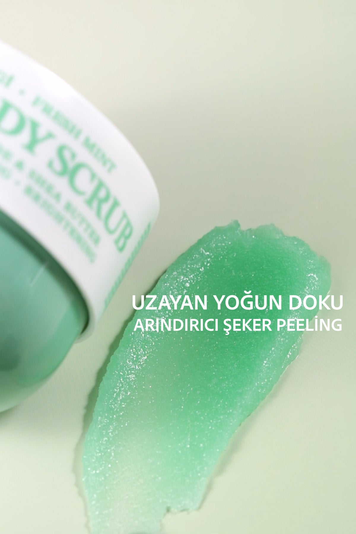Pürüzsüzleştirici ve Nemlendirici Vegan Şeker Peelingi -Fresh Mint- Body Scrub 330 gr