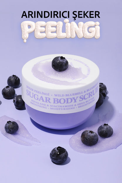 Pürüzsüzleştirici ve Nemlendirici Vegan Şeker Peelingi (Scrub) -Blueberry&Wild Bluebell- 330 gr