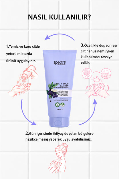 Nemlendirici ve Canlandırıcı Vegan El ve Vücut Losyonu -Blueberry&Wild Bluebell- 200 ML
