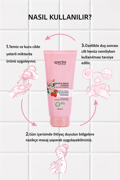 Nemlendirici ve Canlandırıcı Vegan El ve Vücut Losyonu -Raspberry&Passion Fruit- 200 ML
