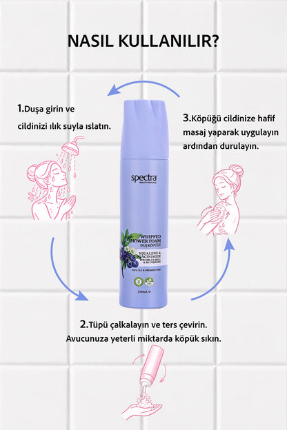 Nemlendirici ve Arındırıcı Vegan Whipped Duş Köpüğü -  Blueberry&Wild Bluebell - 250 ML