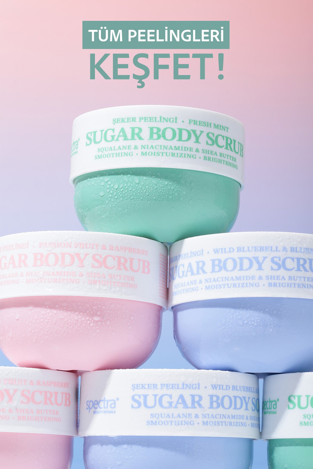 Pürüzsüzleştirici ve Nemlendirici Vegan Şeker Peelingi -Fresh Mint- Body Scrub 330 gr