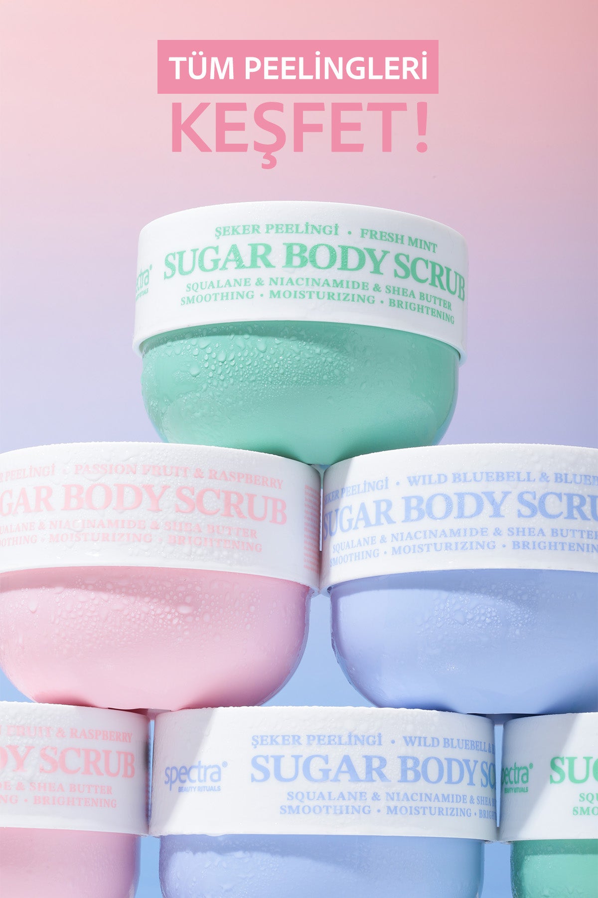 Pürüzsüzleştirici ve Nemlendirici Vegan Şeker Peelingi (Scrub) -Raspberry&Passion Fruit- 330 gr