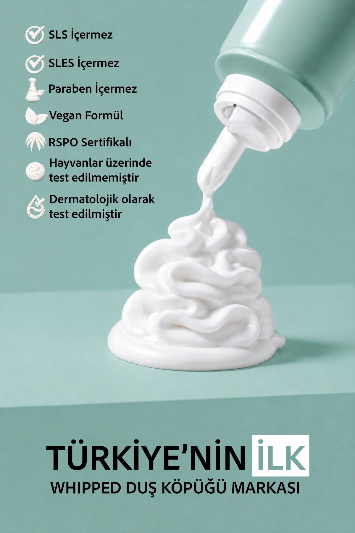 Nemlendirici ve Arındırıcı Vegan Whipped Duş Köpüğü - Fresh Mint - 250 ML